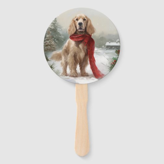 Cocker Spaniel Hond in Sneeuw Kerstmis Handwaaier (Voorkant)