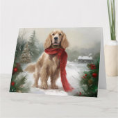 Cocker Spaniel Hond in Sneeuw Kerstmis Kaart (Voorkant)