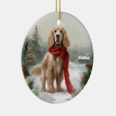 Cocker Spaniel Hond in Sneeuw Kerstmis Keramisch Ornament (Rechts)