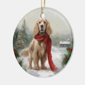 Cocker Spaniel Hond in Sneeuw Kerstmis Keramisch Ornament (Links)