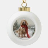 Cocker Spaniel Hond in Sneeuw Kerstmis Keramische Bal Ornament (Voorkant)
