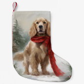 Cocker Spaniel Hond in Sneeuw Kerstmis Kleine Kerstsok (Voorkant)