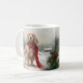 Cocker Spaniel Hond in Sneeuw Kerstmis Koffiemok (Voorkant links)