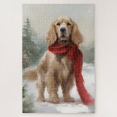 Cocker Spaniel Hond in Sneeuw Kerstmis Legpuzzel (Verticaal)