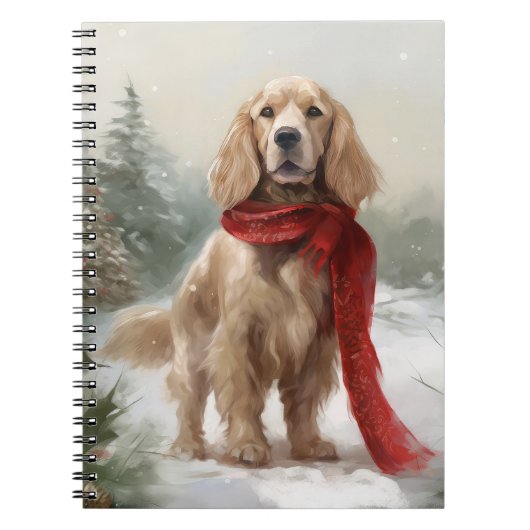 Cocker Spaniel Hond in Sneeuw Kerstmis Notitieboek (Voorkant)