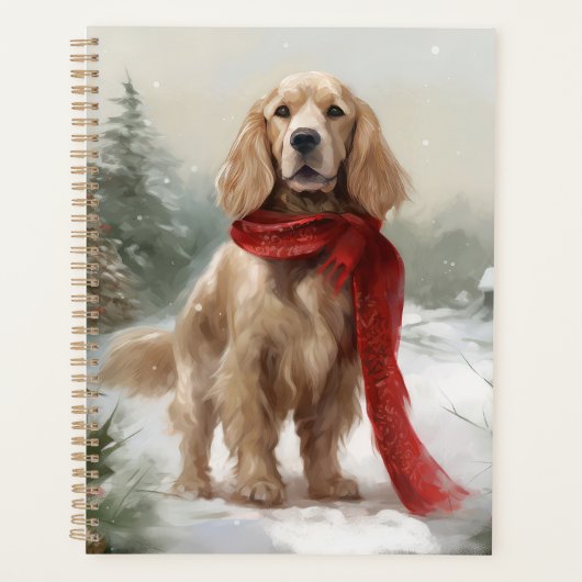 Cocker Spaniel Hond in Sneeuw Kerstmis Planner (Voorkant)