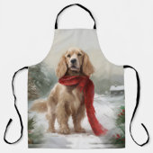 Cocker Spaniel Hond in Sneeuw Kerstmis Schort (Voorkant)