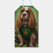 Cocker Spaniel-hond in St. Patrick's Day-jurk Cadeaulabel (Voorkant)