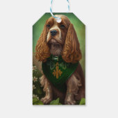 Cocker Spaniel-hond in St. Patrick's Day-jurk Cadeaulabel (Achterkant)