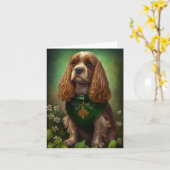 Cocker Spaniel hond in St. Patrick's Day jurk Kaart (Gele Bloem)