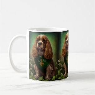 Cocker Spaniel hond in St. Patrick's Day jurk Koffiemok
