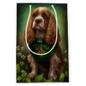 Cocker Spaniel hond in St. Patrick's Day jurk Medium Cadeauzakje (Voorkant)