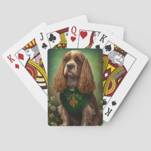 Cocker Spaniel hond in St. Patrick's Day jurk Pokerkaarten