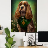 Cocker Spaniel-hond in St. Patrick's Day-jurk Poster (Thuiskantoor)