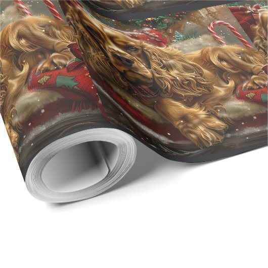 Cocker Spaniel Hond Kerst Feestelijk Cadeaupapier (Rol Hoek)