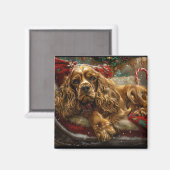 Cocker Spaniel Hond Kerst Feestelijk Magneet (Voorkant / Achterkant)