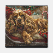 Cocker Spaniel Hond Kerst Feestelijk Magneet (Voorkant)