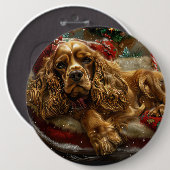 Cocker Spaniel Hond Kerst Feestelijk Ronde Button 6,0 Cm (Voorkant /achterkant)