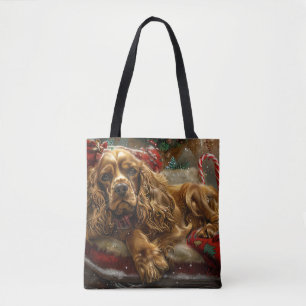 Cocker Spaniel Hond Kerst Feestelijk Tote Bag