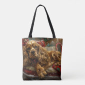 Cocker Spaniel Hond Kerst Feestelijk Tote Bag (Achterkant)