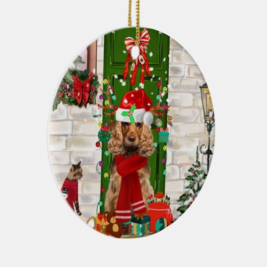 Cocker Spaniel hond kerst  Keramisch Ornament (Rechts)