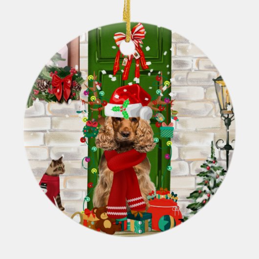 Cocker Spaniel hond kerst  Keramisch Ornament (Achterkant)
