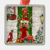 Cocker Spaniel Hond Kerst Keramische Bal Kerstmis Metalen Ornament (Voorkant)