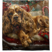 Cocker Spaniel Hond Kerstfeest Douchegordijn (Voorkant)