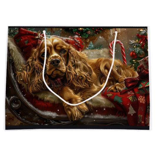 Cocker Spaniel Hond Kerstfeest Groot Cadeauzakje (Voorkant)