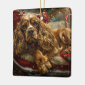 Cocker Spaniel Hond Kerstfeest Keramisch Ornament (Links)