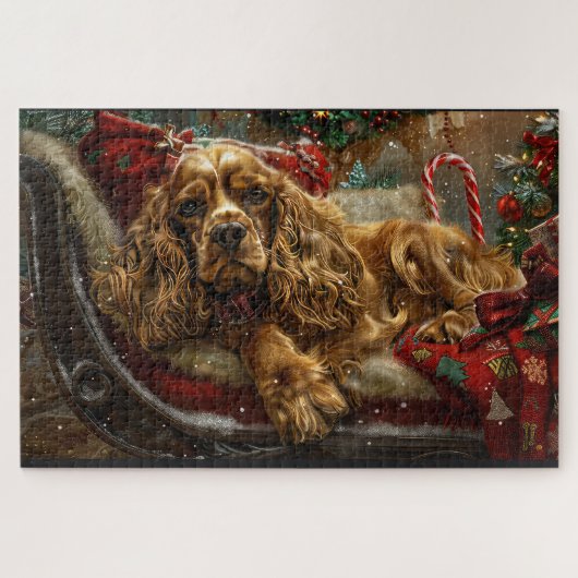 Cocker Spaniel Hond Kerstfeest Legpuzzel (Horizontaal)
