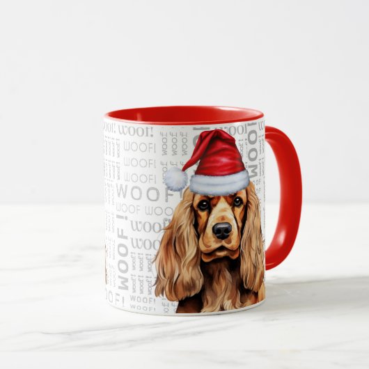 Cocker Spaniel Hond Kerstman Woof Kerstmis Mok (Voorkant rechts)