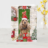 Cocker Spaniel Hond Kerstmis Kaart (Gele Bloem)