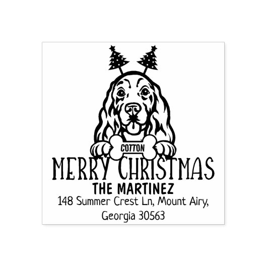Cocker Spaniel Hond Kerstmis Retouradres Rubberstempel (Afrduk)