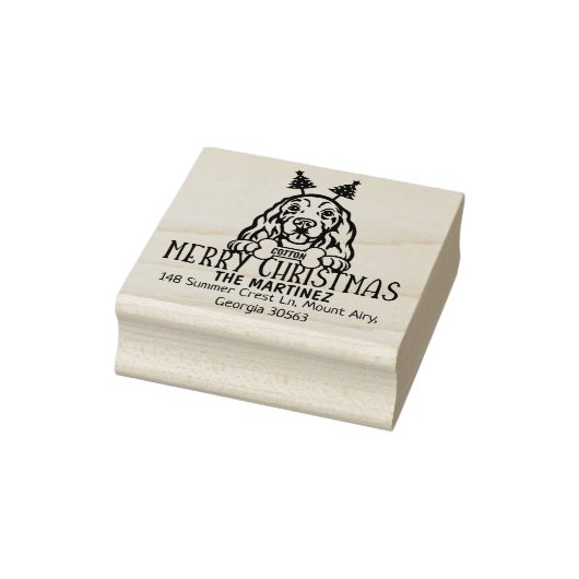 Cocker Spaniel Hond Kerstmis Retouradres Rubberstempel (Stempel)