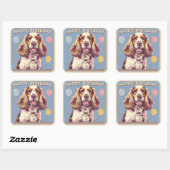 Cocker Spaniel Hond Kleurrijk Vierkante Sticker (Vel)