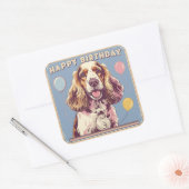 Cocker Spaniel Hond Kleurrijk Vierkante Sticker (Envelop)
