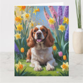 Cocker Spaniel hond lente bloemen schilderij Kaart (Voorkant)