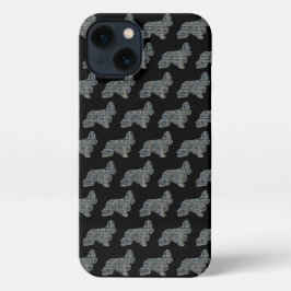 Cocker Spaniel Hond Leuk Silhouet Grid Zwart iPhone 13 Hoesje