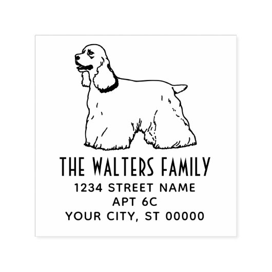 Cocker Spaniel-hond lijn kunst naam retouradres Zelfinktende Stempel (Design)