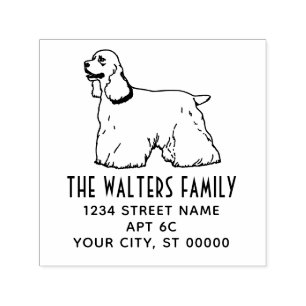 Cocker Spaniel-hond lijnkunst naam retouradres Zelfinktende Stempel