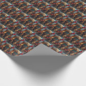 Cocker Spaniel Hond Met Kerstcadeaus Open Haard Cadeaupapier (Hoek)