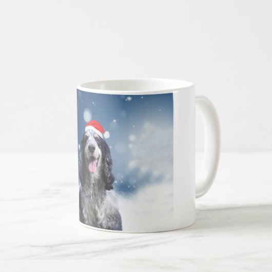 Cocker Spaniel Hond Met Kerstmis Santa Hat Koffiemok (Voorkant rechts)