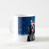 Cocker Spaniel Hond Met Kerstmis Santa Hat Koffiemok (Voorkant links)