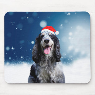Cocker Spaniel Hond Met Kerstmis Santa Hat Muismat