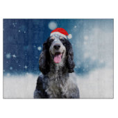 Cocker Spaniel Hond Met Kerstmis Santa Hat Snijplank (Voorkant)
