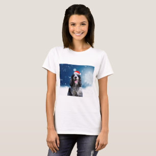 Cocker Spaniel Hond Met Kerstmis Santa Hat T-shirt