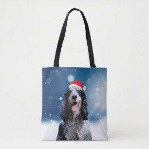 Cocker Spaniel Hond Met Kerstmis Santa Hat Tote Bag