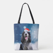Cocker Spaniel Hond Met Kerstmis Santa Hat Tote Bag (Achterkant)
