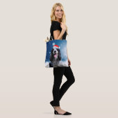 Cocker Spaniel Hond Met Kerstmis Santa Hat Tote Bag (Op model)